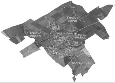 Obr. 1 Trnava a jej mestské časti štruktúra mesta Zdroj: http://www.trnava.