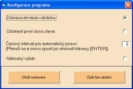 3. časový interval pro automatický přechod na další obrázek v seznamu v rozsahu 1 až 99 sekund.