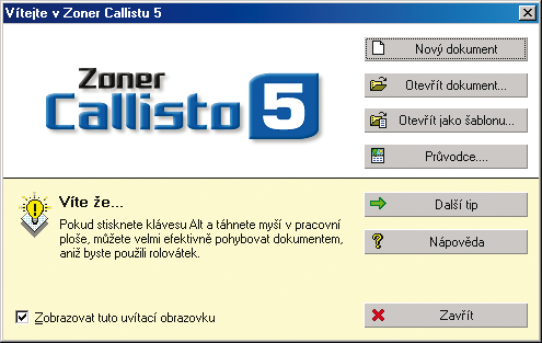 2. část: Referenční příručka Zoner Callisto 5 Pracovní prostředí editoru 2 Zoner Callisto je program určený pro práci pod Windows a to také určuje do značné míry jeho vzhled a způsob ovládání.