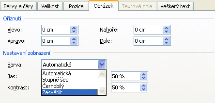 Obrázku můžeme nastavit: oříznutí výběr části