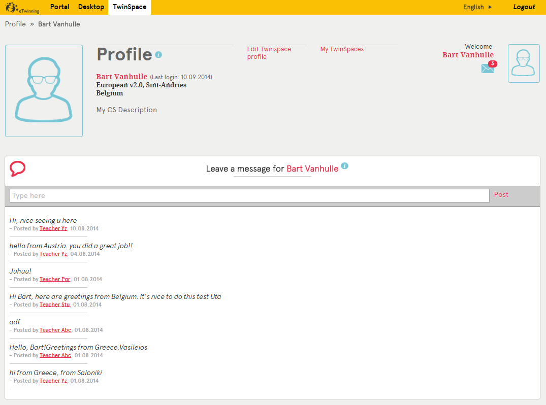 Profil Úpravy profilu v TwinSpace provádějte tehdy, když chcete změnit profilový obrázek nebo aktualizovat uváděné informace.
