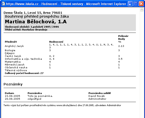 Po nastavení všech potřebných parametrů klepněte na tlačítko. Díky tomu, že je vše na jedné stránce, můžete přenastavovat parametry opakovaně a opakovaně tak s aktuální konfigurací generovat sestavy.