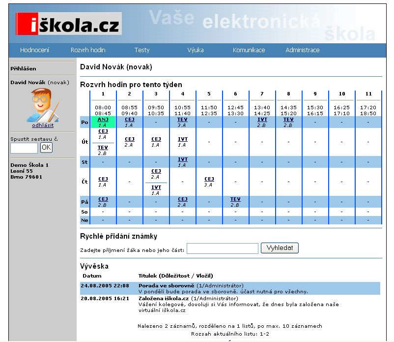 První informace Tato příručka je určena pro učitele, používající systém www.iskola.cz. Příručka obsahuje popis nejzákladnějších postupů. NEOBSAHUJE popis všech možností a funkcí systému iškola.