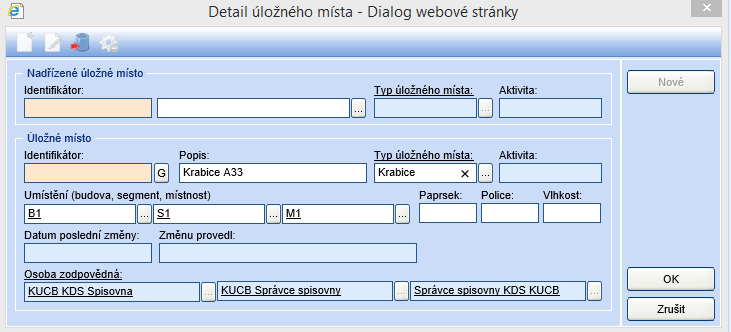 b. Do úložného místa se uloží všechny vybrané dokumenty. Před zobrazením seznamu musí uživatel vybrat úložné místo, které chce prohlížet. 3.