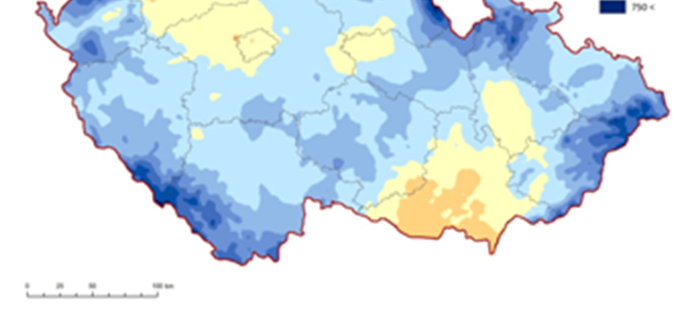 2.4. Agroklimatická bilance vody Agroklimatická bilance vody plodin je výsledkem rozdílu vody dodané ve srážkách (a případně i v závlaze) a úbytku vody evapotranspirací.