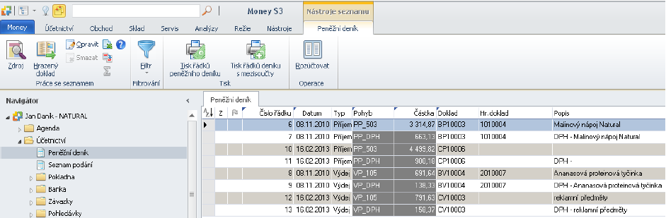 PENĚŽNÍ DENÍK účetnictví v nabídce peněžní deník Zde jsou