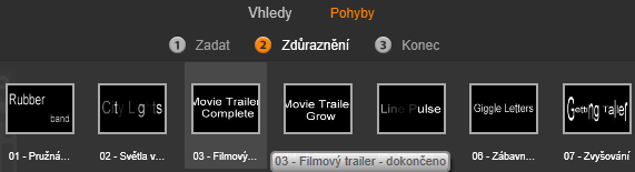 Nastavení odpovídajících vstupních a koncových filmů Většina vstupních filmů má odpovídající koncové filmy, se kterými je lze spojit k dosažení požadované vizuální konzistence.