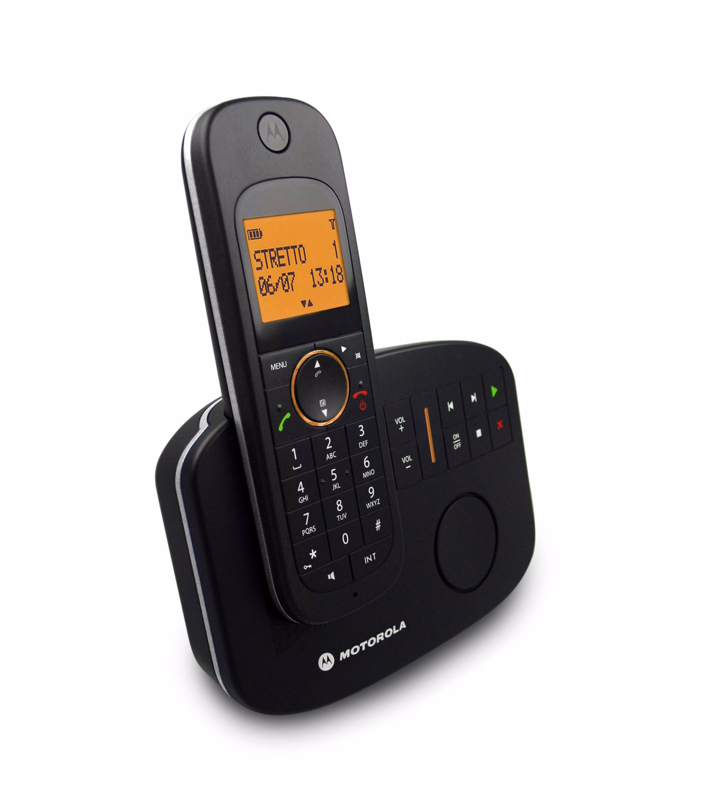 Řada Motorola D1010 Digitální bezdrátový telefon se záznamníkem Výstraha