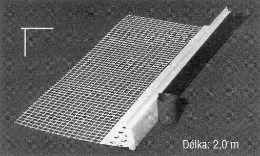 Materiál: Délka: hliník 2 m balík á 50 m (chráněný smršťovací fólií) Kombilišta rohová Hliníkový nebo plastový rohový profil se sklovláknitou síťovinou ke zpevnění rohů objektů a okenních a dveřních