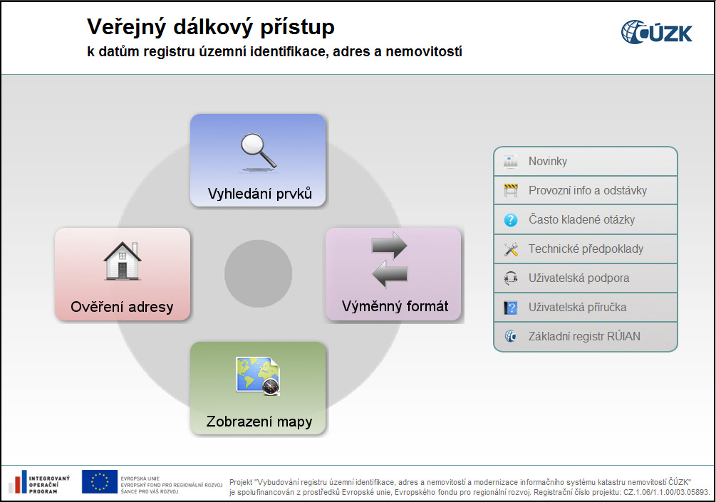 1) Na začátku měsíce stavová data a denně změny Měsíčně adresy ve formátu CSV Obsah: