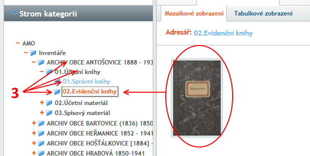 4 Procházení archivu 4.1 Strom kategorií Po kliknutí na záložku Procházení archivu se zobrazí v levé části okna tzv.