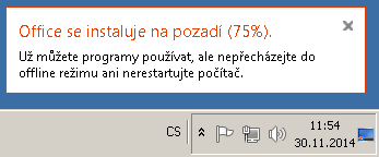 Po úspěšné instalaci se objeví okno s nápisem "Vítá vás nový Office", stiskni tlačítko "Další".