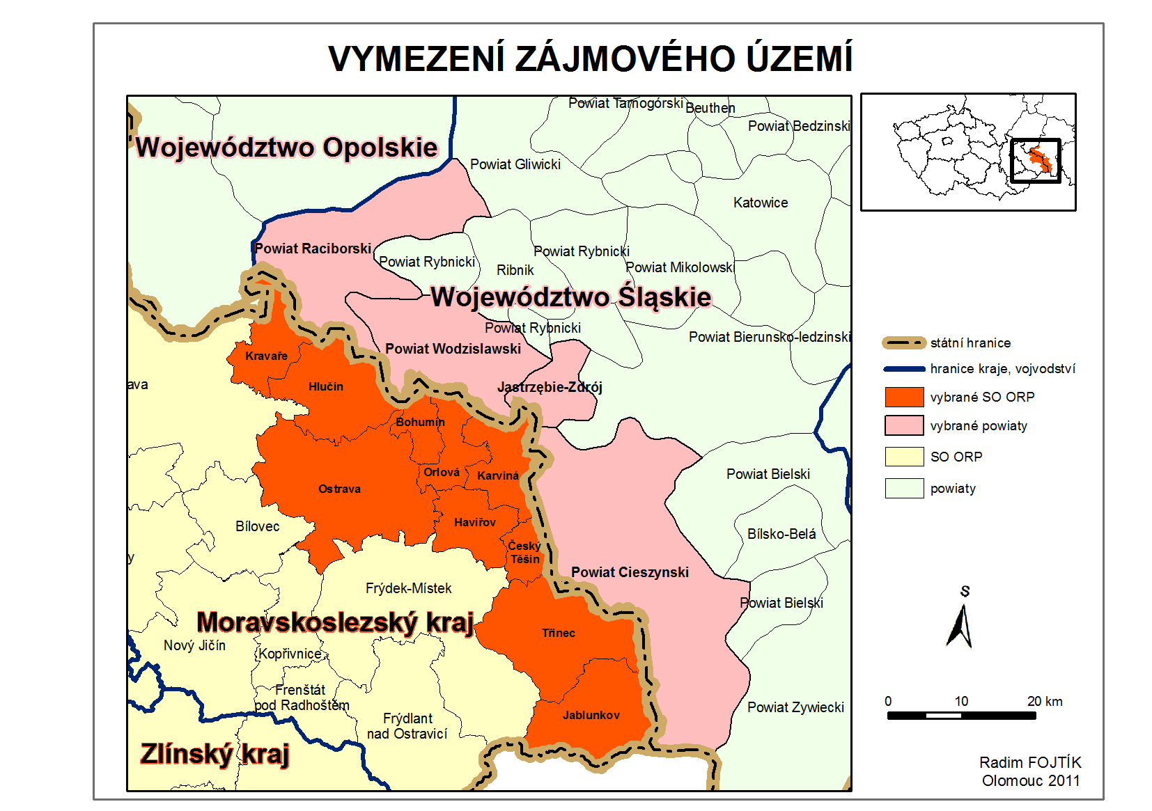 Tab. 2: Rozloha a počet obyvatel vybraných powiatů k roku 2009 Powiaty rozloha (km 2 ) počet obyvatel Raciborski 544 110 448 Wodzisławski 287 155 982 M.