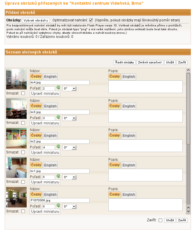 Co fotogalerie umožňuje Obrázek 9. Formulář fotogalerie 1.