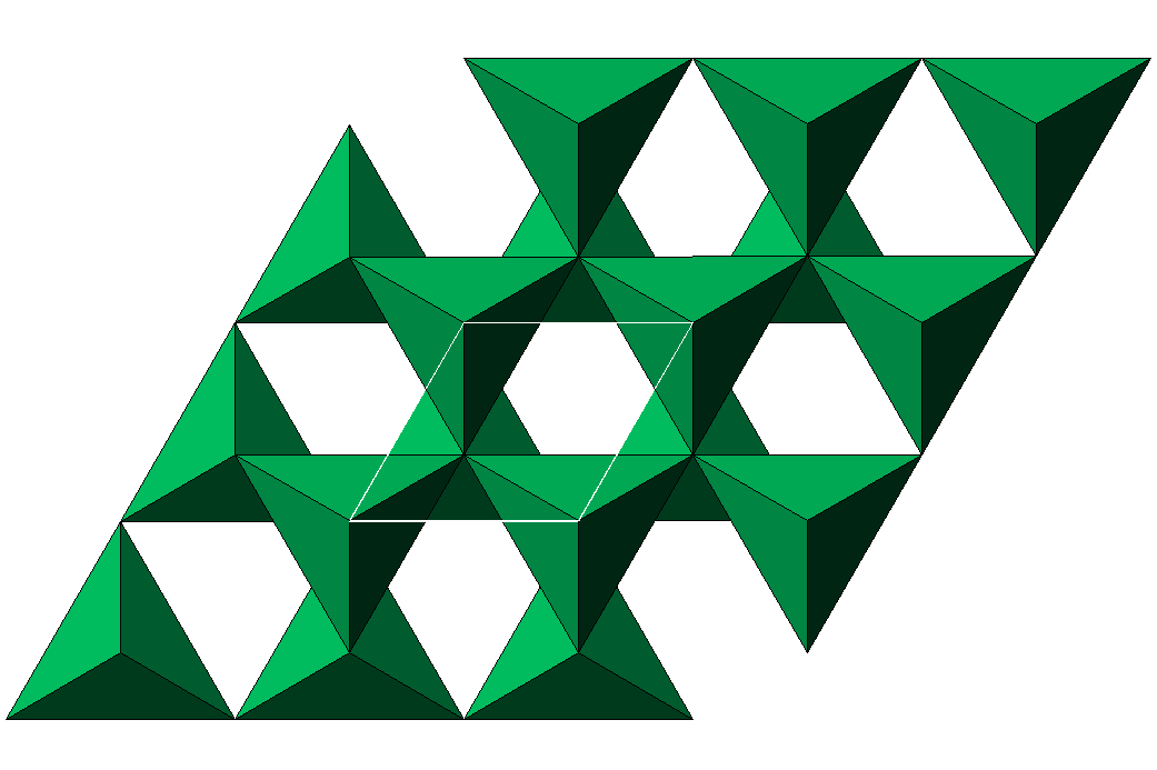 typ ZnS (wurtzit) P6 mc tetraedry