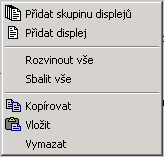 3.4 Manažer struktury displejů 3.4.1 Vytvoření skupin a displejů Nástroj PanelMaker Vkládání skupin displejů nebo displejů je možné provádět pomocí ikon na nástrojové liště nebo přes kontextovou