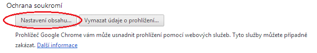 3.2 Google Chrome V prohlížeči Google Chrome je potřeba provést také některá nastavení. Změny nastavení se provádí po stisku tlačítka Přizpůsobit a ovládat Google Chrome a dále v položce Nastavení.