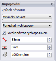 Učební texty HSM Works Ponechat rychloposuv. Ponechat radiální rychloposuv. Ponechat axiální a radiální rychloposuv. Ponechat rychloposuv v jedné ose. Ponechat axiální rychloposuv.