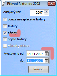 Zálohové faktury V případě, že vystavujete i zálohové faktury je ideální rozdělit převod dat na dvě části.