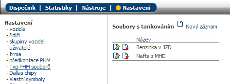 6.8 Vlastní formát souboru PHM Pokud má uživatel k dispozici elektronické soubory s výpisy tankování od firem, které nejsou předdefinovány v aplikaci Webdispečink, může si import těchto souborů