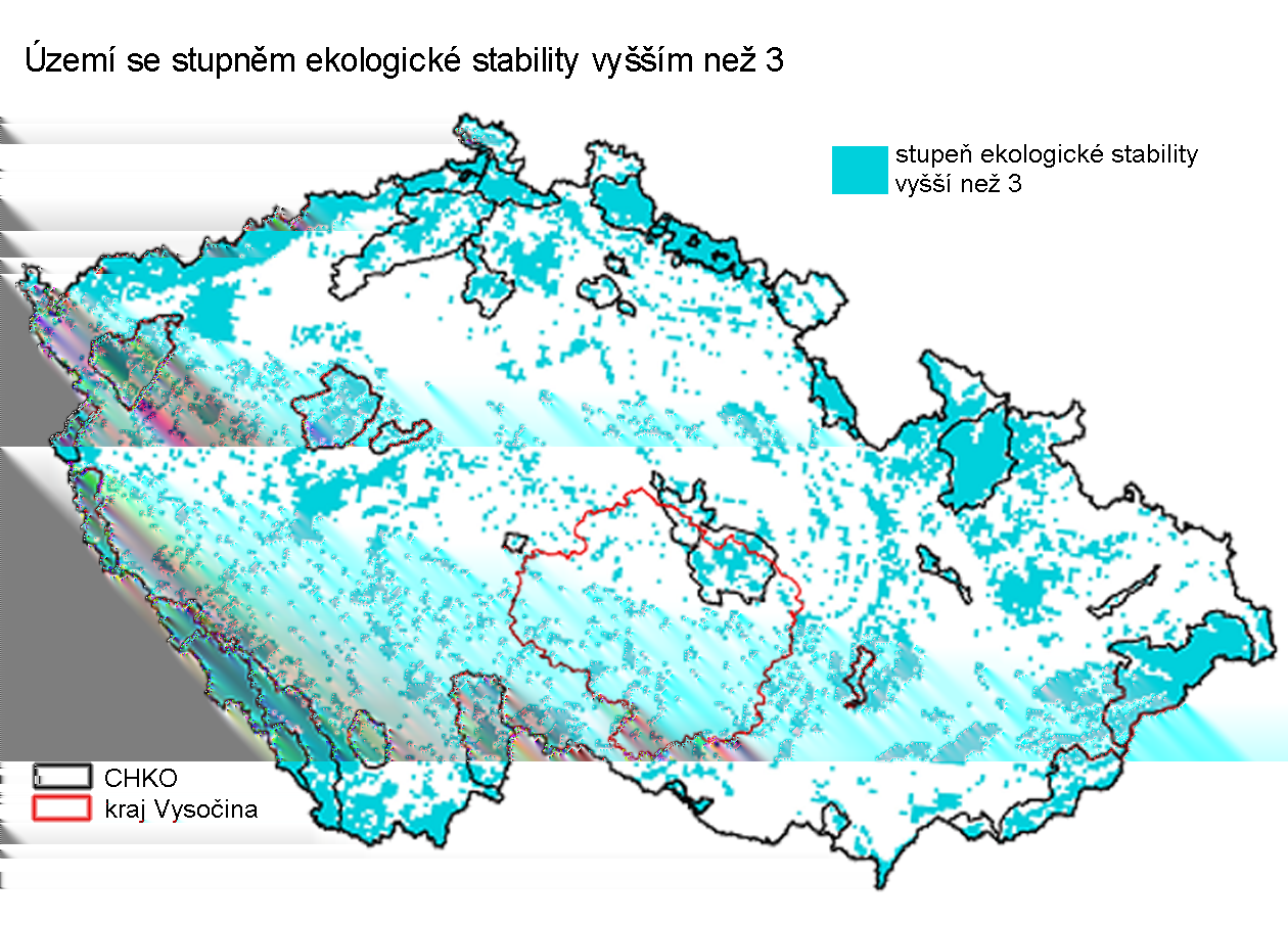 V Kraji Vysočina nejsou rozsáhlejší území se zvýšenou ekologickou stabilitou.