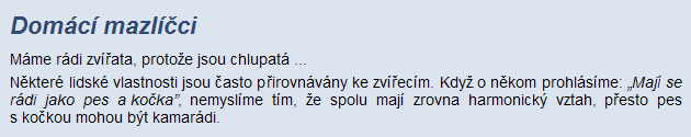 Hlavička a tělo stránky head hlavička stránky obsahuje informace o kódování, titulek okna, připojení souborů css se styly Kódování musí být uvedeno v html kódu, např.