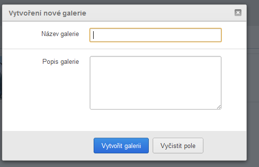 Galerie Segment redakčního systému sloužící pro nahrávání a správu obrázku.