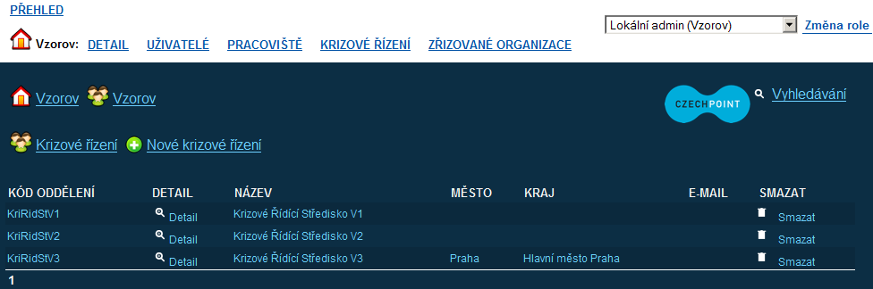 4.6 Krizové řízení 4.6.1 Procházení strukturou krizového řízení V horním menu klikněte na položku Krizové řízení.