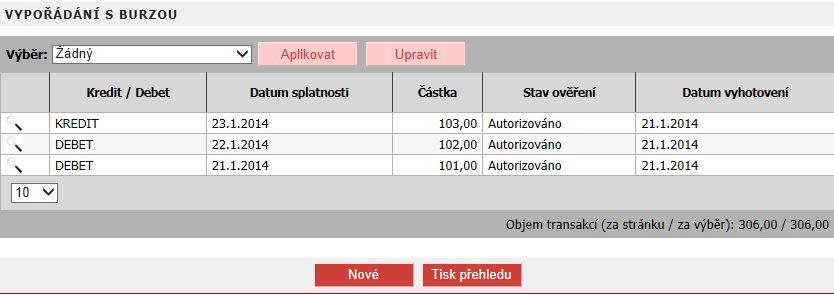 3.9.2 Popis polí založení vypořádání s burzou Obrázek 42 - Formulář vypořádání s burzou Číslo účtu příjemce: číslo Vašeho účtu. Údaj se vyplňuje automaticky a nelze ho měnit.