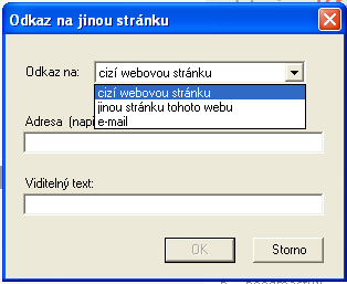 zaměřených), které leží na téže webové stránce, používáme vodorovnou čáru. Kurzor nastavíme na místo, kam potřebujeme vložit vodorovnou čáru. Pokračujeme příkazem Vodorovnou čáru v menu Vložit.