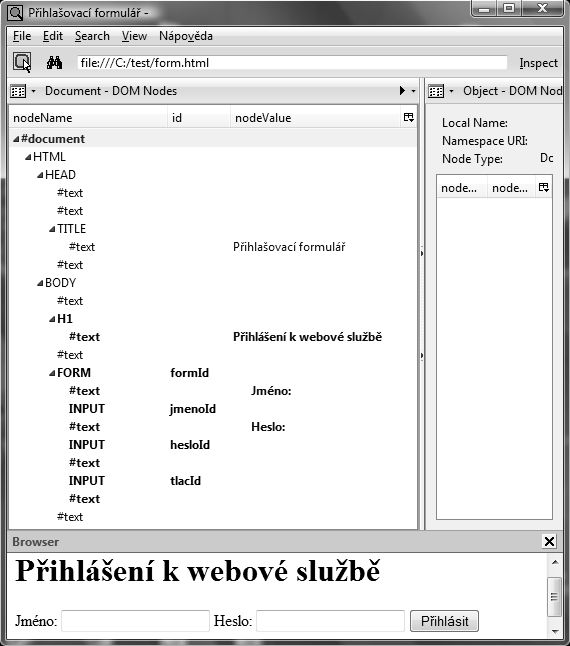 48 Cross-Site Scripting v praxi DOM Inspector DOM Inspector 1 je další velice užitečný nástroj, o kterém jsem se již zmínit v kapitole zaměřené na Document Object model.