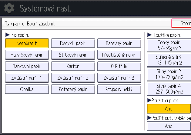 Vkládání papíru do bočního zásobníku 8. Stiskněte [OK]. 9. Uzavřete úvodní obrazovku nastavení (uživ. nástrojů).