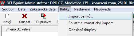 Formát souboru lze upravit podle vašich potřeb. Povinná pole jsou kódy typu balíku, adresa příjemce, případně dodatkové (např. dobírkové údaje).