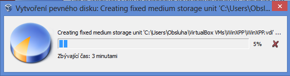 4.g. Proběhne tvorba pevného disku, kterou nepřerušujeme a vyčkáme několik minut na dokončení akce. 5.