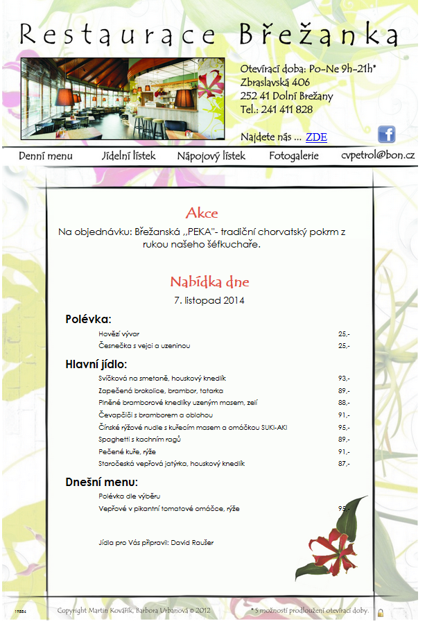 4) Restaurace Břežanka - Dolní Břežany - http://brezanka.