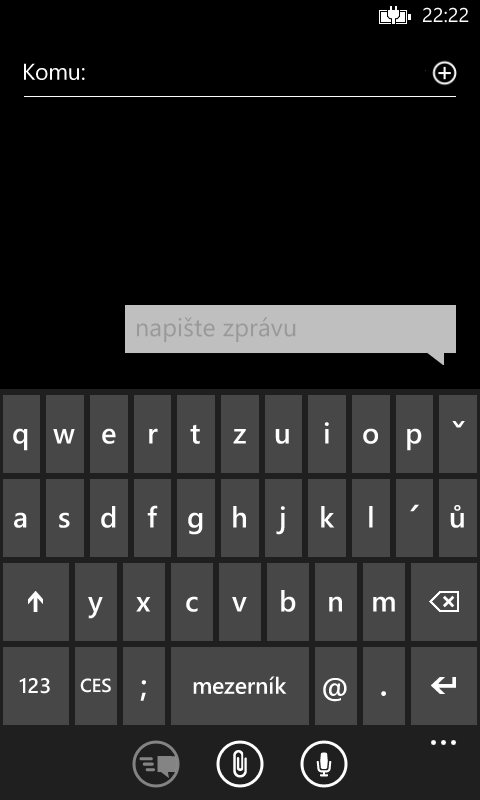 Q1 ANO Uživatel chce vytvořit novou zprávu. Q2 ANO Ikona s plus je jasným zobecněním přidání něčeho. Q3 ANO Uživatel se dostane do tvorby sms.