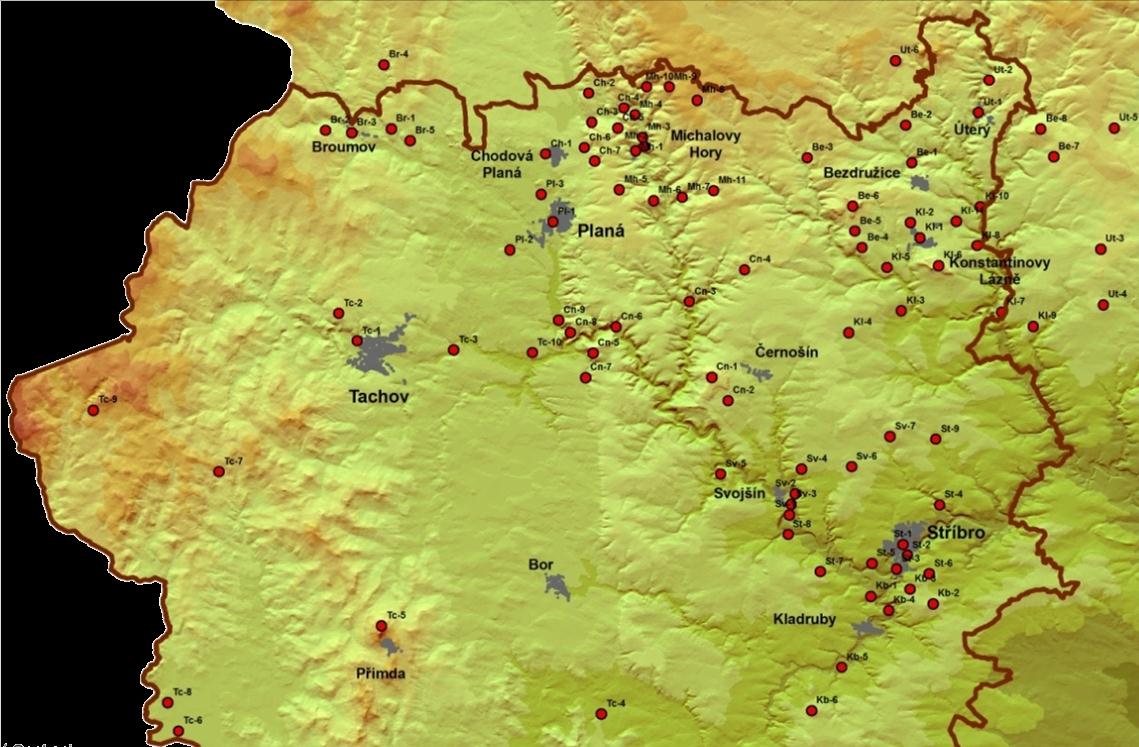 výběr geolokalit vychází z Katalogu zpracovaného v roce 2004/5 konfrontace s databází GVL vedenou ČGS