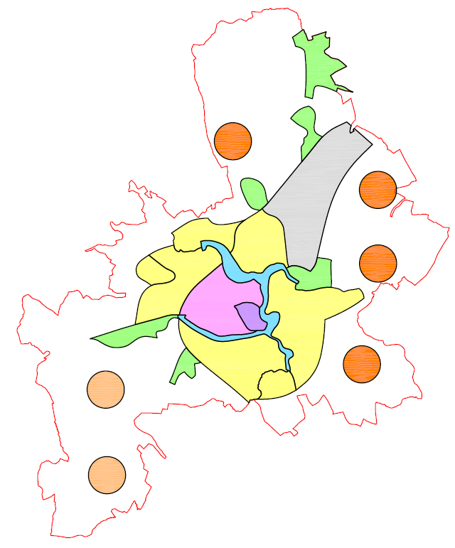 Obrázek 1 Schéma urbanizace území Jihlavy 4.