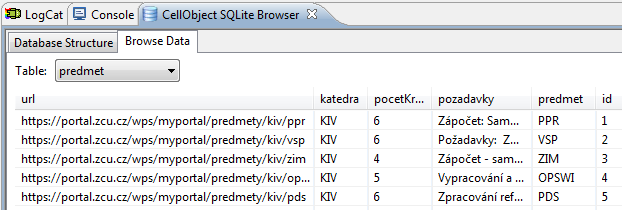 4 Aplikace Rozvrh 50 data. Aktualizace dat probíhá vždy jen na vyžádání uživatele, který aktualizaci může spustit v nastavení aplikace (viz dále).