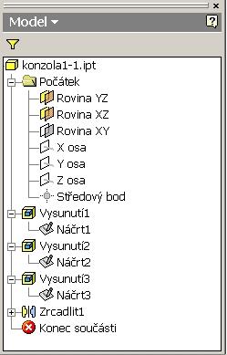 Musíme si uvědomit, co vlastně chceme měnit. Například když chceme měnit hloubku druhého vysunutí, měníme prvek Vysunutí2 (pravé tlačítko myši na Vysunutí2 a zadáme upravit prvek).