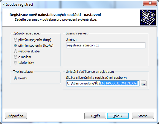 3.1 Registrace přímým spojením (http) Jak již bylo uvedeno výše, je k registraci internetem zapotřebí Licenčního klíče, který jste obdrželi zároveň s produktem, a taktéž připojení k síti Internet.