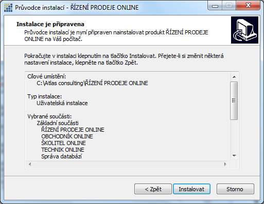 1 2 1. Shrnutí možností zvolených v předchozích krocích 2.