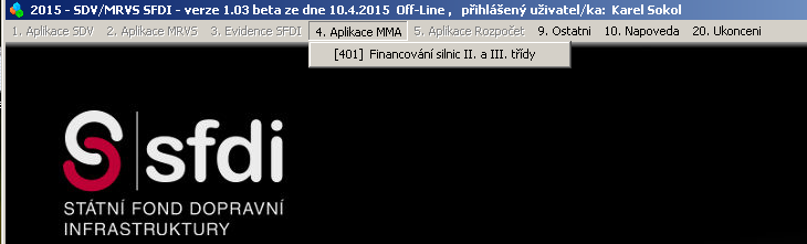 Kliknutím na požadovanou verzi Aplikace SDV a následnou volbou Spustit v dolní části okna se zobrazí přihlašovací okno vstupu do Aplikace SDV, které očekává druhou sadu přihlašovacích údajů.