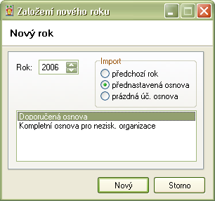 49 6.3.2 ESO - Elektronická správa oddílu Nový rok Při prvním spuštění aplikace Vás ESO vyzve k založení prvního roku v účetnictví.