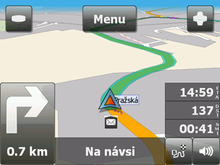 31 Navigator 8 krok v zadávání. 4.3 Navigace Po nalezení vašeho cíle a kliknutí na Naviguj do jste přešli do navigačního módu. Vaše cesta je zvýrazněná na mapě.