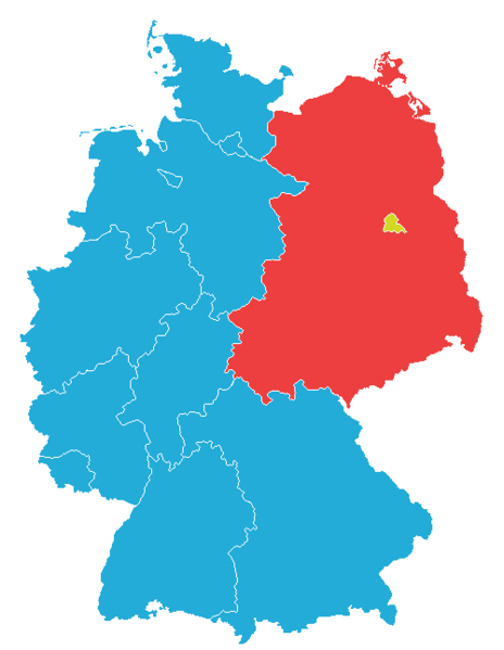 federativní parlamentní republika na konci 2. sv. války (1945) bylo Německo rozděleno na 2 státy: tzv.