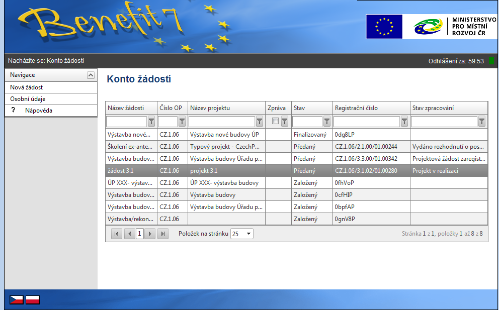 Postup při vyplňování žádosti o platbu v IS Benefit7 Žádost o platbu je přílohou Etapové/Závěrečné Monitorovací zprávy. Příjemce ji předkládá do dvaceti pracovních dnů od ukončení etapy/projektu.