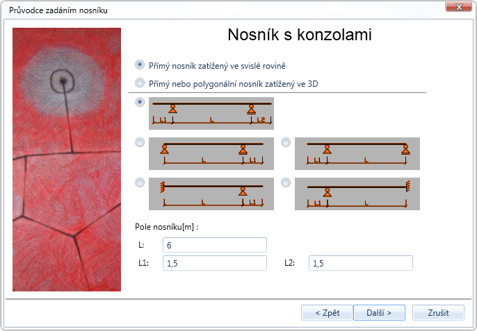 Uživatelská příručka IDEA Beam 15 4.1.3 Nosník s konzolami Pro nosník s převislými konci lze ve druhém kroku průvodce vybrat jeden z dostupných typů uložení a převislých konců.