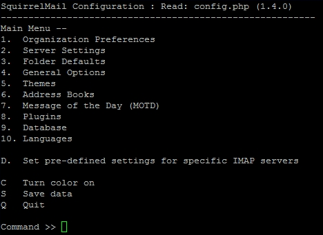 Do souboru bude doplněno načtení konfigurace, kterou má v sobě obsaženou SquirrelMail. Include /etc/squirrelmail/apache.conf Aby se změny projevily, je nutné webový server restartovat.