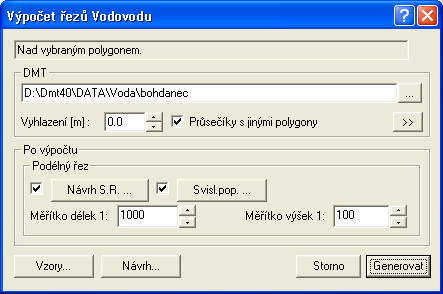 Nyní lze přistoupit k tvorbě podélného profilu vodovodu, který bude s půdorysnou trasou přímo provázán. V menu Voda se vybere položka - Import - dle vybraného polygonu.